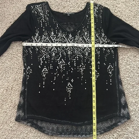 MISS ME BLINGY SWEATER⚜️Lightweight Black & Silver💎Hi-Low🖤Chevron Design on Back - Picture 9 of 10